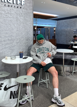 Urban Boston Embroidery Double Middle Overfit Hoodie