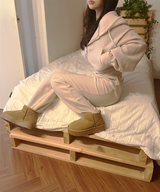 (ZIP-UP & PANTS SET!) 4 COLORS THICK FLEECE RIBBED CROPPED TRAINING ZIP-UP