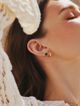 small bold textured hoop 14k gold plating + 925 silver earrings E063-06G