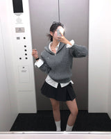 [BELLIDE MADE] ケーブルハーフジップアップニットウィズペンダント