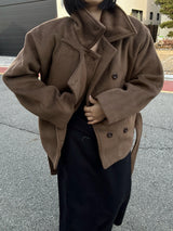 [안감누빔] Caramel double short coat
