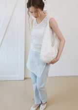 Jeanne Lace Flower Shoulder Bag_White
