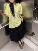Koge Star Musical Note Printing Loose Fit Short Sleeve Tee