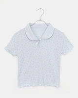 Soming Flower Round Collar Frill Short-Sleeved T-Shirt