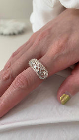 Silver ethnic pattern ring