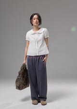 ベンテッドペターパンカラーブラウス (White)