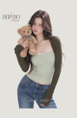 Olive Brown Tube Top Bolero Two-Piece Set
