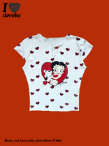 ハート,レッド,ラブ,キューティー,半袖Tシャツ