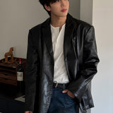 Cecle Leather Pintuck Jacket