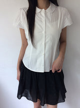 Ishon Puff Slim Collar Shirt Blouse