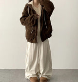 Mob waistband incision corduroy wide pants