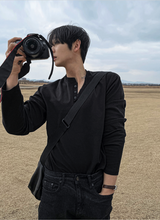 cosyharu ヘンリーネック ボンド長袖シャツ