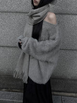 オーバーフィットモヘアリップネックニット (2color)