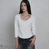 C 90S LINE V-NECK T-SHIRT_WHITE