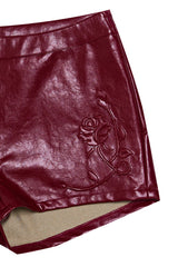 RED ROSE LEATHER SHORT PANTS