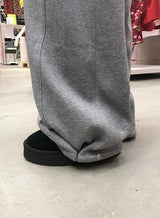 Flan Boa Fur Side Pintuck Snap Wide Pants