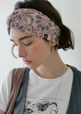 Floral Two-way Hair Bandana_Pink&Grey