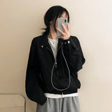 Port boxy shuffle neck slit jacket
