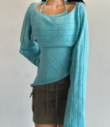 (BOLERO KNIT & KNIT TANK SET!) セミダメージアシンメトリーニットセット - 3 COLOR