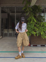 パンプキンピンタックバルーン斜めカーゴパンツ