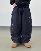 Stellon Cross Embroidery Balloon Pants