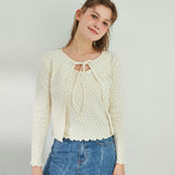 RIBBON PUNCHING CARDIGAN_CREAM