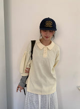 メルフィ ワッフル シャーリング カラー ティー