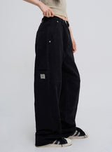 Rich Double Knee Patch Straight Denim
