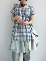 pastel checkered cotton dress