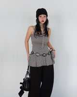 scarf set stripe frill mini-dress