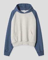 (UNISEX) Raglan Color Block Crop Hoodie