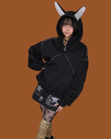 devil stud hood zip-up (2color)