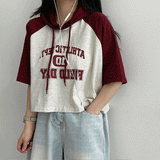 ガールズラグラン半袖クロップドTシャツ