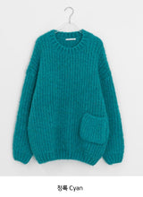 Kyuns Pocket Boucle Round Wool Knit