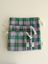 Check string pouch - light purple M