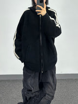 ヘアリーラインニットジップアップ