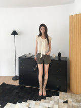 Belted cotton shorts 