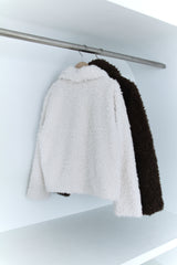 Soft wool two-button fur cropped jacket jumper (2colors)
