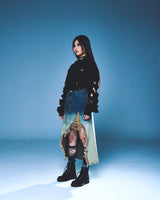 DESTROYED DENIM SKIRT