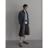 ビンテージウォッシングチャコールブラックチェックシャツ