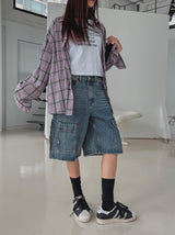 Zipper Two Way Cargo Bermuda Pants