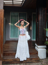 eyelet cancan maxi long skirt