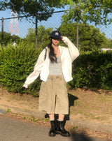 ケシピグメントウォッシュ加工カーゴバミューダパンツ