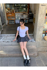 チャコールミニプリーツパンツスカート