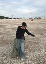カフィードワイドデニムパンツ