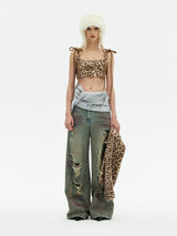 Emoha Y2k The must-have leopard print fur scarf for the popular hot girls in Shibuya