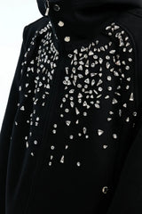 Rhinestone Zip-Up Hoodie