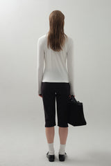 Deep V-neck Panel Top_White