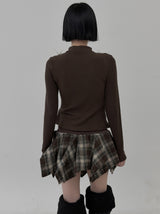 Marie Fur Trimmed Choker Long Sleeve Top