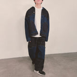 panel mix denim wide pants_blue